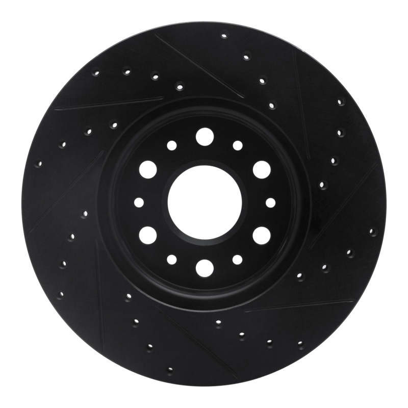 Buick Enclave Brake Rotor (1) - Front Left - R1 Concepts - Drilled & Slotted - Black - `17-`25